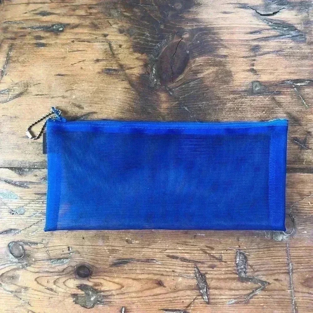 Sam Flax Blue Mesh Zipper Travel Bag NEW